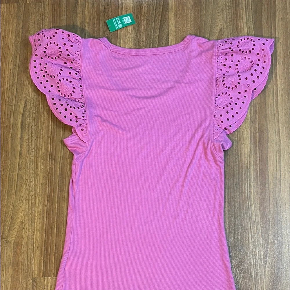 GAP Eyelet Sleeve Rib T-Shirt NWT - Picture 4 of 7